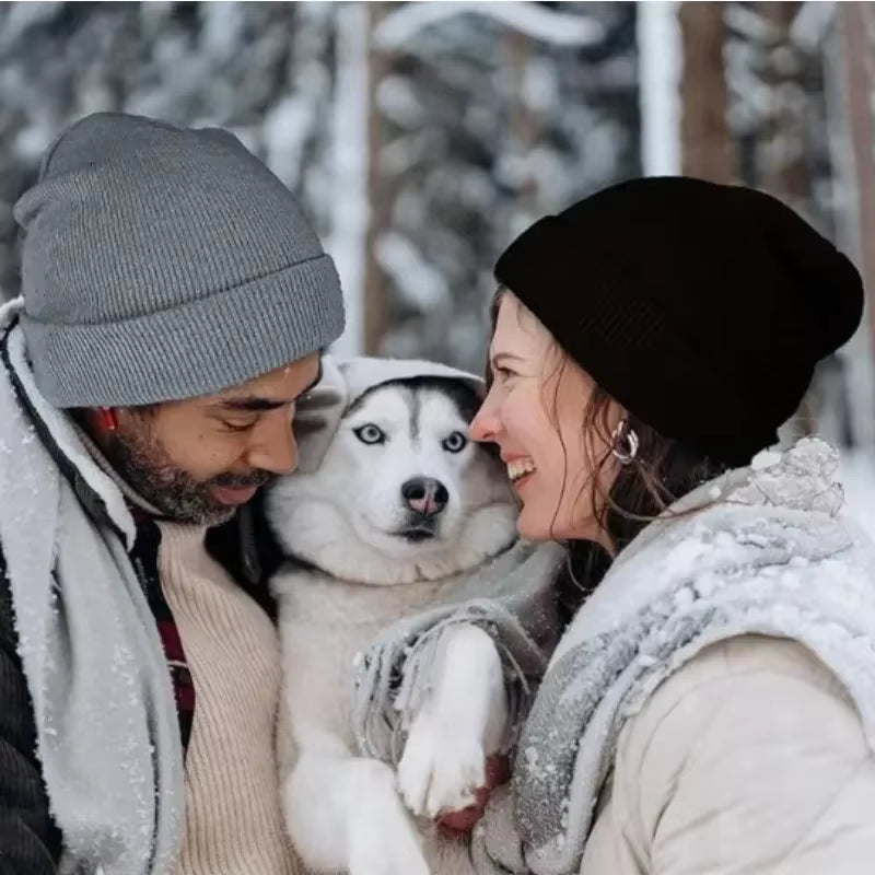 New Unisex Winter Hat Silk Satin Lined Beanies Men and Women Two-Sided Protective Hair Style Warm Knitted Hat Woolen Hat